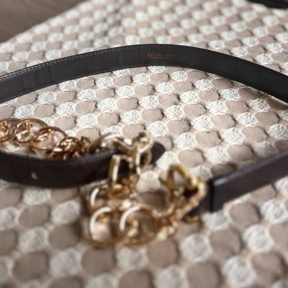 COA Celine Brown Leather and Gold Metal Belt 65 - Picture 6 of 8